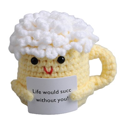 Háčkovaný plyšový hrnček na pivo